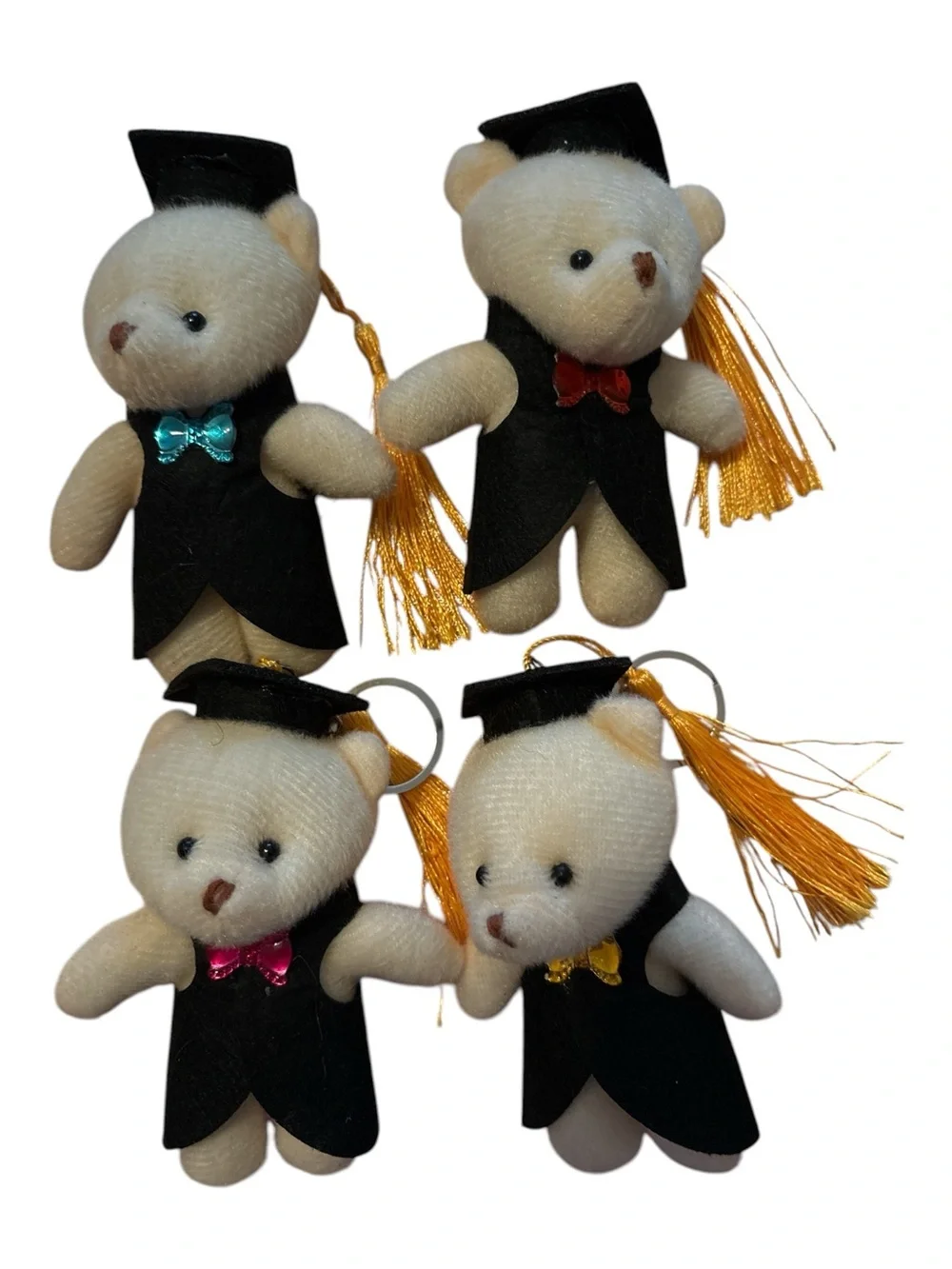 Graduation Teddy Bear Keychain with Gold Tassels